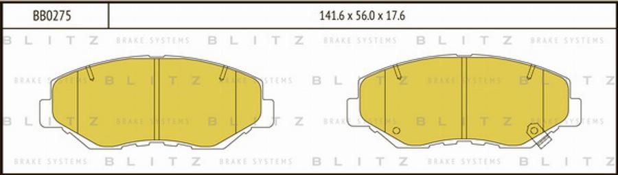 Blitz BB0275 - Brake Pad Set, disc brake www.autospares.lv