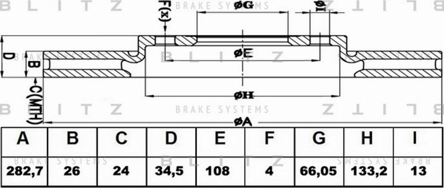 Blitz BS0167 - Bremžu diski www.autospares.lv