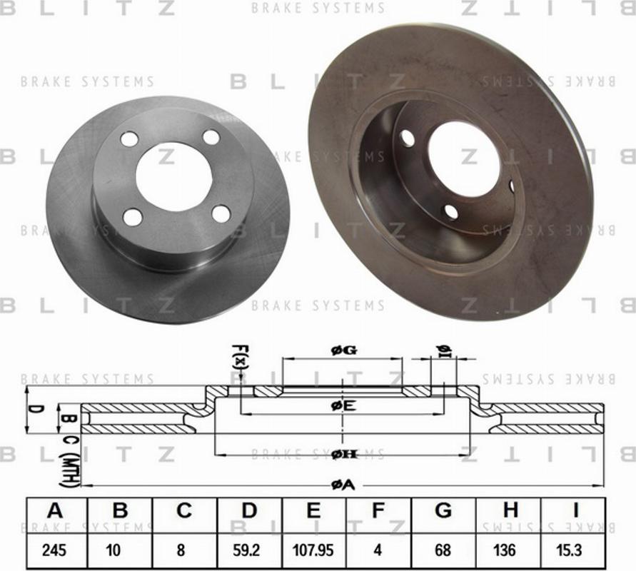 Blitz BS0102 - Bremžu diski www.autospares.lv