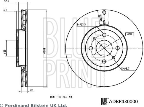 Blue Print ADBP430000 - Bremžu diski autospares.lv