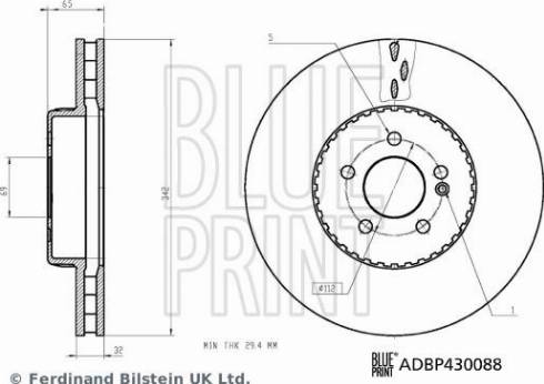 Blue Print ADBP430088 - Bremžu diski www.autospares.lv