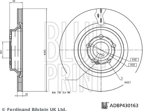 Blue Print ADBP430163 - Bremžu diski www.autospares.lv