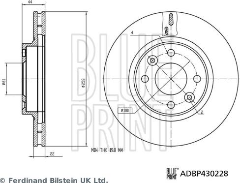 Blue Print ADBP430228 - Bremžu diski www.autospares.lv