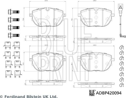 Blue Print ADBP420094 - Bremžu uzliku kompl., Disku bremzes www.autospares.lv