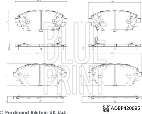 Blue Print ADBP420095 - Bremžu uzliku kompl., Disku bremzes www.autospares.lv