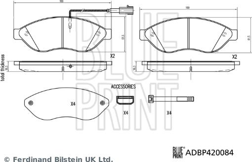 Blue Print ADBP420084 - Bremžu uzliku kompl., Disku bremzes autospares.lv