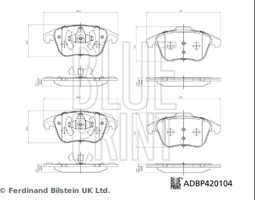 Blue Print ADBP420104 - Bremžu uzliku kompl., Disku bremzes www.autospares.lv