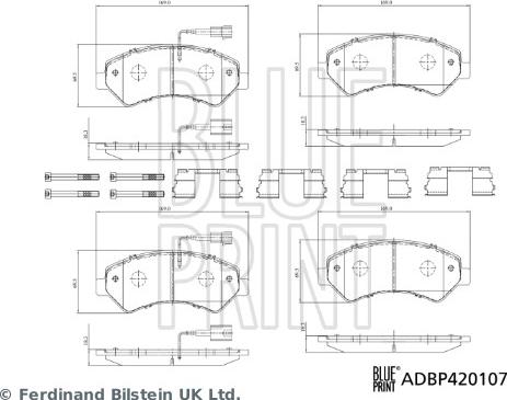 Blue Print ADBP420107 - Bremžu uzliku kompl., Disku bremzes www.autospares.lv