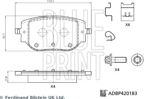 Blue Print ADBP420183 - Bremžu uzliku kompl., Disku bremzes www.autospares.lv