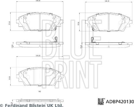 Blue Print ADBP420130 - Bremžu uzliku kompl., Disku bremzes autospares.lv