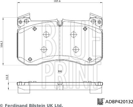 Blue Print ADBP420132 - Bremžu uzliku kompl., Disku bremzes www.autospares.lv