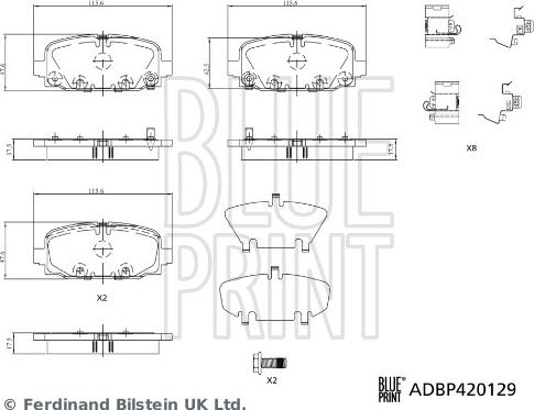 Blue Print ADBP420129 - Bremžu uzliku kompl., Disku bremzes www.autospares.lv