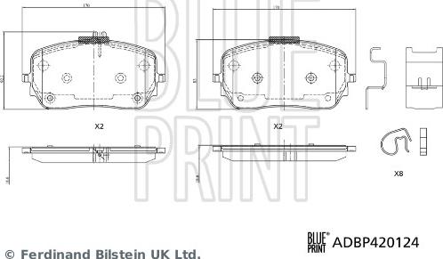 Blue Print ADBP420124 - Bremžu uzliku kompl., Disku bremzes www.autospares.lv