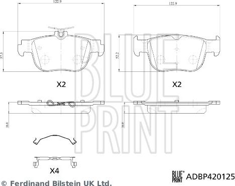 Blue Print ADBP420125 - Bremžu uzliku kompl., Disku bremzes www.autospares.lv