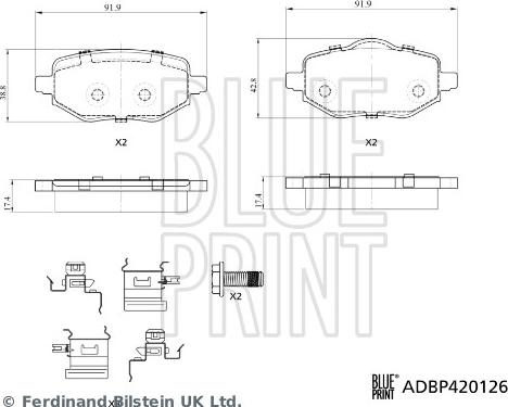 Blue Print ADBP420126 - Brake Pad Set, disc brake www.autospares.lv