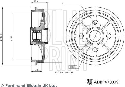 Blue Print ADBP470039 - Bremžu trumulis www.autospares.lv