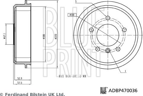 Blue Print ADBP470036 - Bremžu trumulis www.autospares.lv