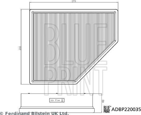 Blue Print ADBP220035 - Gaisa filtrs www.autospares.lv