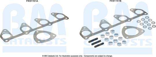 BM Catalysts FK91151 - Montāžas komplekts, Katalizators www.autospares.lv