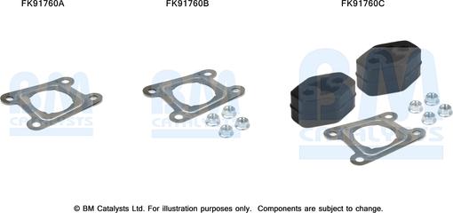 BM Catalysts FK91760 - Montāžas komplekts, Katalizators www.autospares.lv