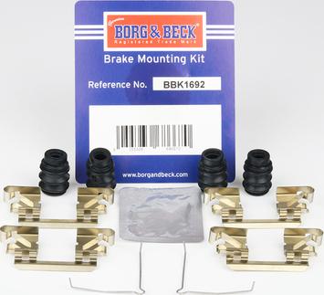 Borg & Beck BBK1692 - Piederumu komplekts, Disku bremžu uzlikas www.autospares.lv