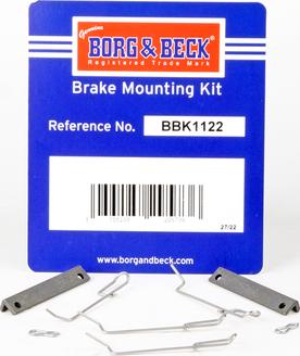 Borg & Beck BBK1122 - Piederumu komplekts, Disku bremžu uzlikas www.autospares.lv