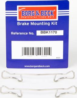 Borg & Beck BBK1170 - Комплектующие для колодок дискового тормоза www.autospares.lv