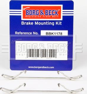 Borg & Beck BBK1178 - Piederumu komplekts, Disku bremžu uzlikas www.autospares.lv