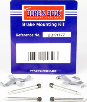 Borg & Beck BBK1177 - Piederumu komplekts, Disku bremžu uzlikas www.autospares.lv