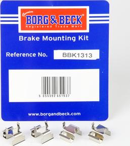 Borg & Beck BBK1313 - Piederumu komplekts, Disku bremžu uzlikas www.autospares.lv