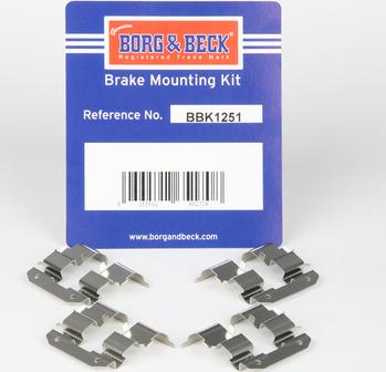 Borg & Beck BBK1251 - Piederumu komplekts, Disku bremžu uzlikas www.autospares.lv