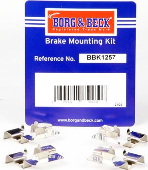 Borg & Beck BBK1257 - Piederumu komplekts, Disku bremžu uzlikas www.autospares.lv