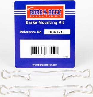 Borg & Beck BBK1219 - Piederumu komplekts, Disku bremžu uzlikas www.autospares.lv