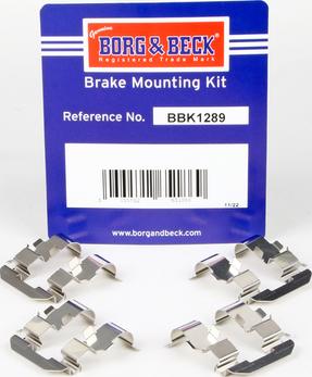 Borg & Beck BBK1289 - Piederumu komplekts, Disku bremžu uzlikas www.autospares.lv