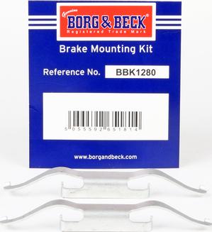 Borg & Beck BBK1280 - Piederumu komplekts, Disku bremžu uzlikas www.autospares.lv