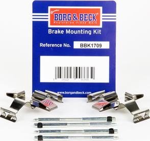 Borg & Beck BBK1709 - Piederumu komplekts, Disku bremžu uzlikas www.autospares.lv