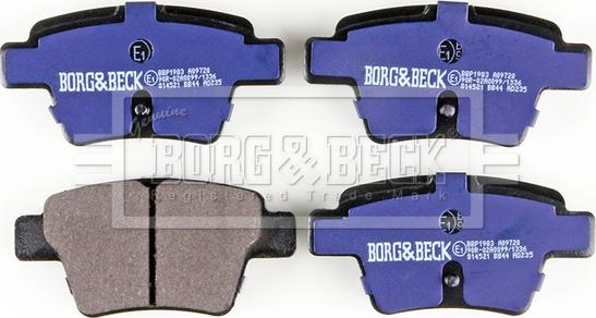 Borg & Beck BBP1983 - Тормозные колодки, дисковые, комплект www.autospares.lv