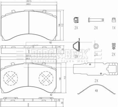 Borg & Beck BBP33009HD - Bremžu uzliku kompl., Disku bremzes www.autospares.lv