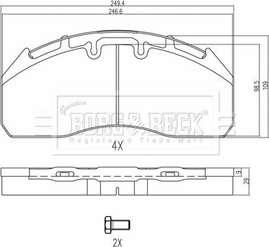 Borg & Beck BBP33004HD - Bremžu uzliku kompl., Disku bremzes www.autospares.lv