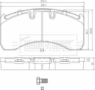 Borg & Beck BBP33005 - Bremžu uzliku kompl., Disku bremzes www.autospares.lv