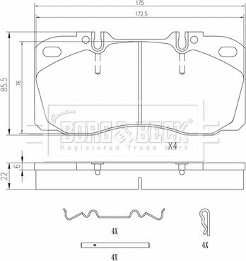 Borg & Beck BBP33006 - Bremžu uzliku kompl., Disku bremzes www.autospares.lv