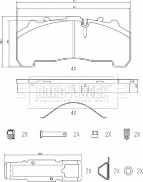 Borg & Beck BBP33000 - Bremžu uzliku kompl., Disku bremzes www.autospares.lv