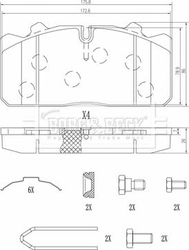 Borg & Beck BBP33001 - Bremžu uzliku kompl., Disku bremzes www.autospares.lv