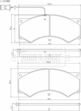 Borg & Beck BBP33019 - Bremžu uzliku kompl., Disku bremzes www.autospares.lv