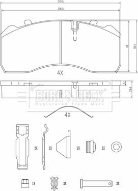 Borg & Beck BBP33011 - Brake Pad Set, disc brake www.autospares.lv