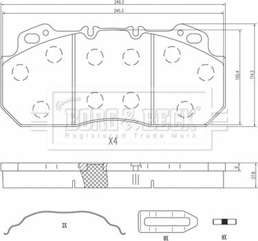 Borg & Beck BBP33012 - Bremžu uzliku kompl., Disku bremzes www.autospares.lv