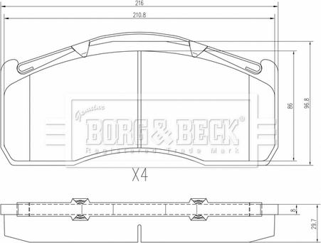 Borg & Beck BBP33022 - Bremžu uzliku kompl., Disku bremzes www.autospares.lv