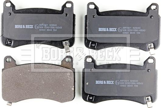 Borg & Beck BBP2921 - Bremžu uzliku kompl., Disku bremzes www.autospares.lv