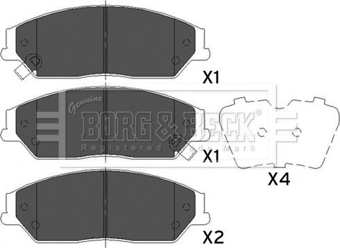 Borg & Beck BBP2493 - Bremžu uzliku kompl., Disku bremzes www.autospares.lv