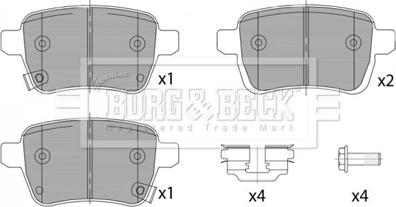 Borg & Beck BBP2460 - Bremžu uzliku kompl., Disku bremzes www.autospares.lv